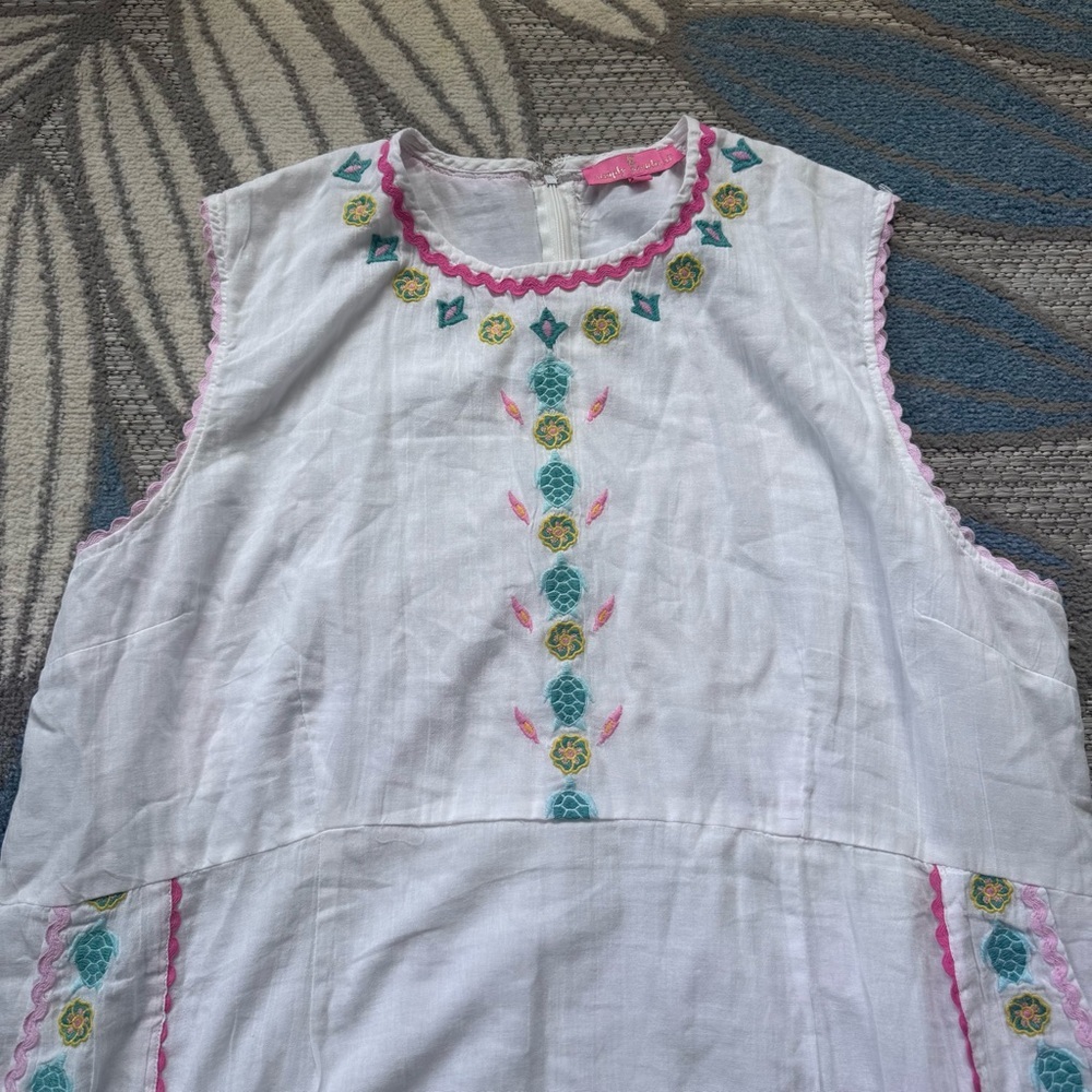 Simply Southern NWT Women’s Embroidered Turtle Floral White Cotton Dress Sz XXL - Picture 3 of 9